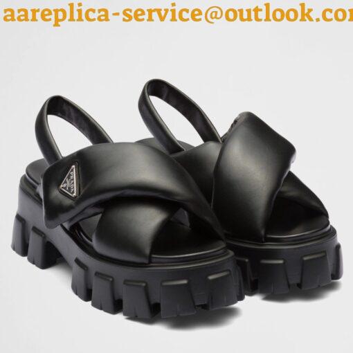 Replica Prada Monolith Padded Sandals In Black Nappa Leather 20