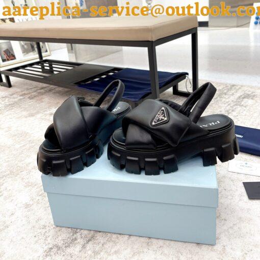 Replica Prada Monolith Padded Sandals In Black Nappa Leather 25