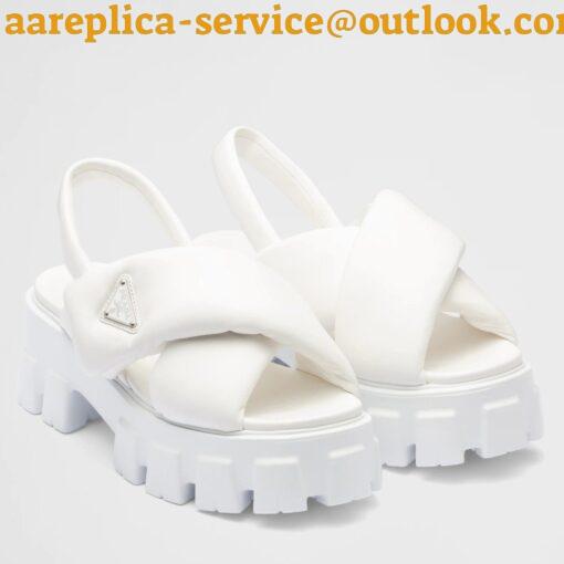 Replica Prada Monolith Padded Sandals In White Nappa Leather