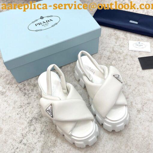 Replica Prada Monolith Padded Sandals In White Nappa Leather 3