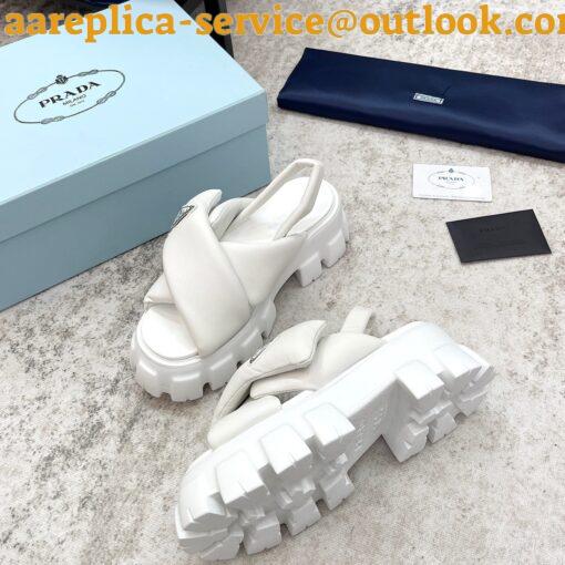 Replica Prada Monolith Padded Sandals In White Nappa Leather 7