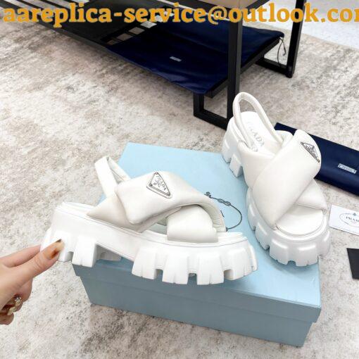 Replica Prada Monolith Padded Sandals In White Nappa Leather 8