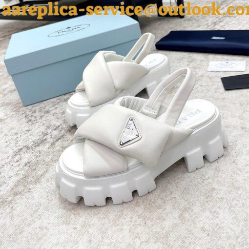 Replica Prada Monolith Padded Sandals In White Nappa Leather 9