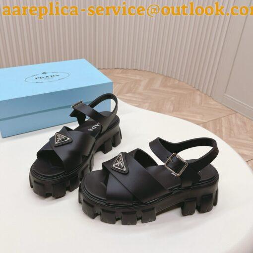 Replica Prada Monolith Padded Sandals In Black Nappa Leather 9