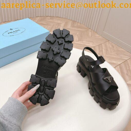 Replica Prada Monolith Padded Sandals In Black Nappa Leather 10