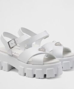 Replica Prada Monolith Sandals in White Rubber