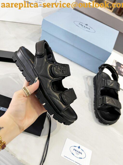 Replica Prada Monolith Padded Sandals In Black Nappa Leather 12