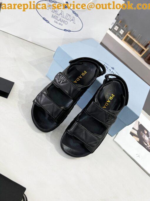 Replica Prada Monolith Padded Sandals In Black Nappa Leather 13