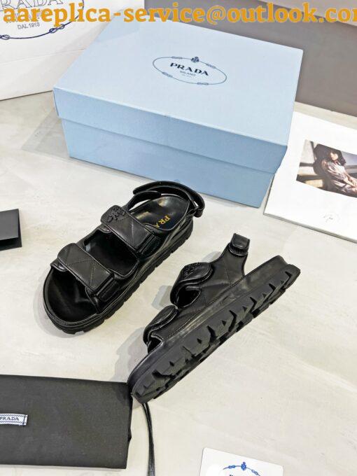 Replica Prada Monolith Padded Sandals In Black Nappa Leather 15