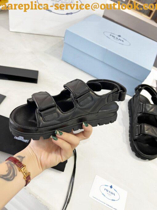 Replica Prada Monolith Padded Sandals In Black Nappa Leather 17