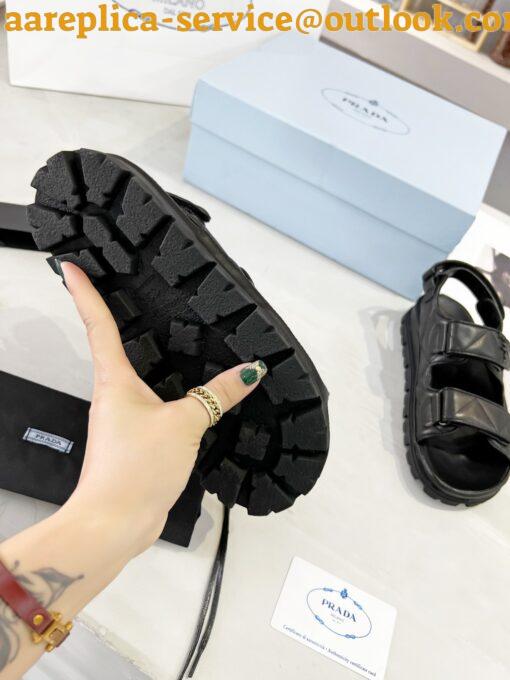 Replica Prada Monolith Padded Sandals In Black Nappa Leather 19