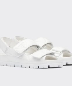 Replica Prada Padded Sandals In White Nappa Leather