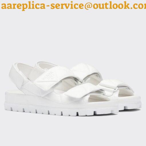 Replica Prada Padded Sandals In White Nappa Leather