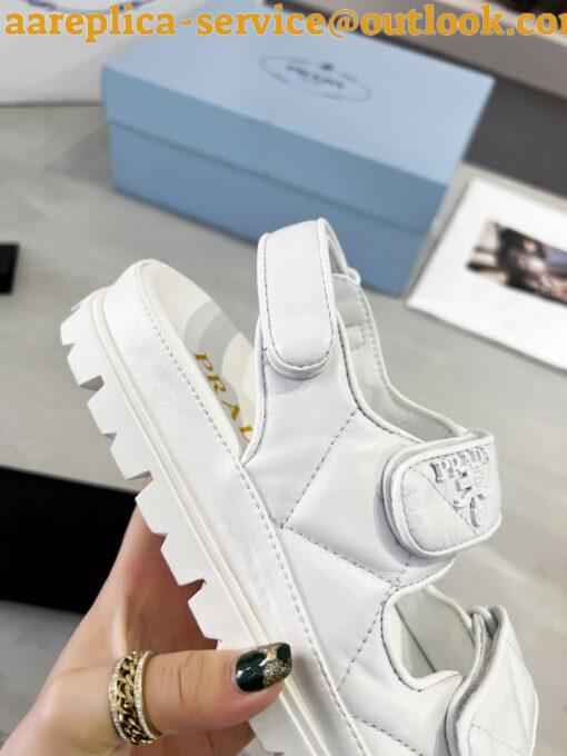 Replica Prada Padded Sandals In White Nappa Leather 5