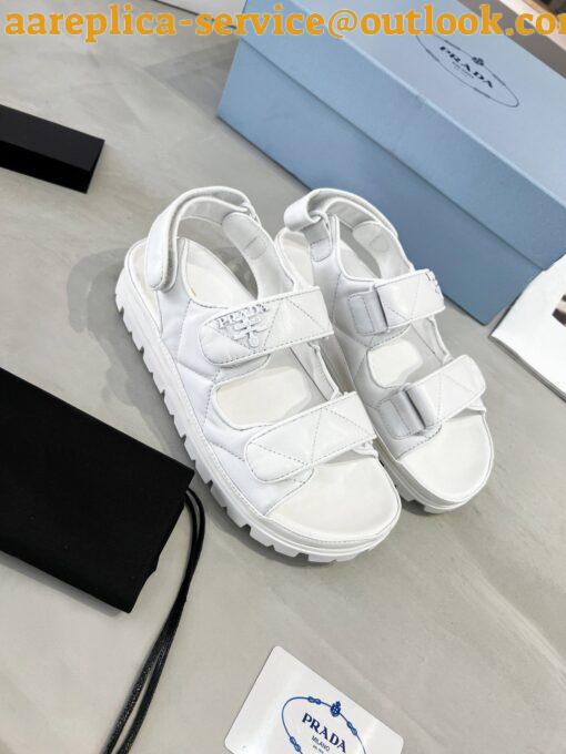 Replica Prada Padded Sandals In White Nappa Leather 7