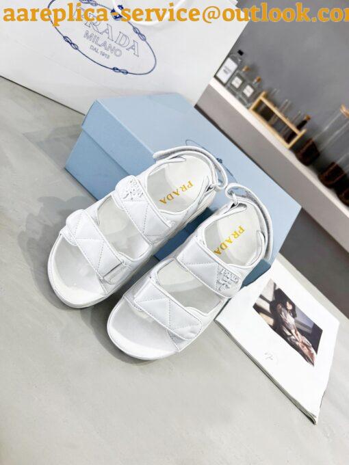 Replica Prada Padded Sandals In White Nappa Leather 9