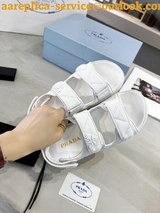 Replica Prada Padded Sandals In White Nappa Leather 11