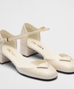 Replica Prada Pumps 35mm in White Patent Leather