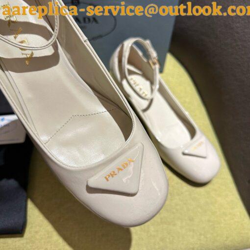 Replica Prada Pumps 35mm in White Patent Leather 4