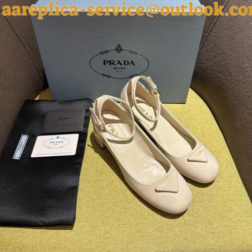 Replica Prada Pumps 35mm in White Patent Leather 5