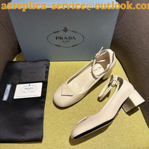 Replica Prada Pumps 35mm in White Patent Leather 6