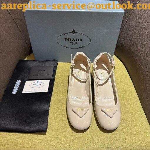 Replica Prada Pumps 35mm in White Patent Leather 8