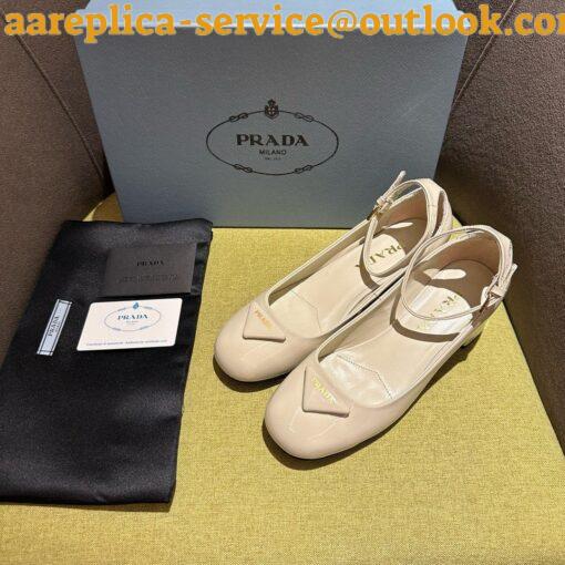 Replica Prada Pumps 35mm in White Patent Leather 9