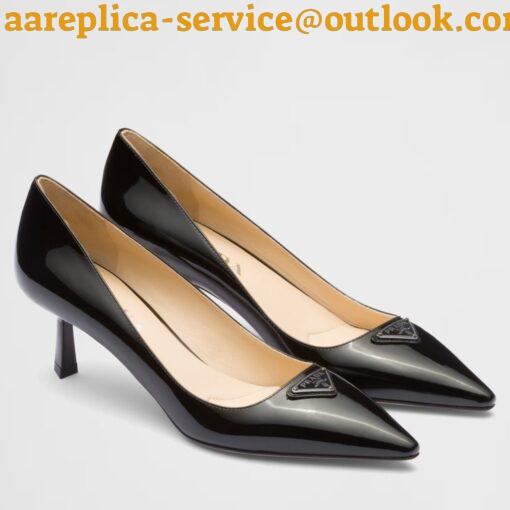 Replica Prada Slingback Pumps 55mm in Black Patent with Crystals Ornament 11