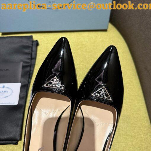 Replica Prada Slingback Pumps 55mm in Black Patent with Crystals Ornament 12