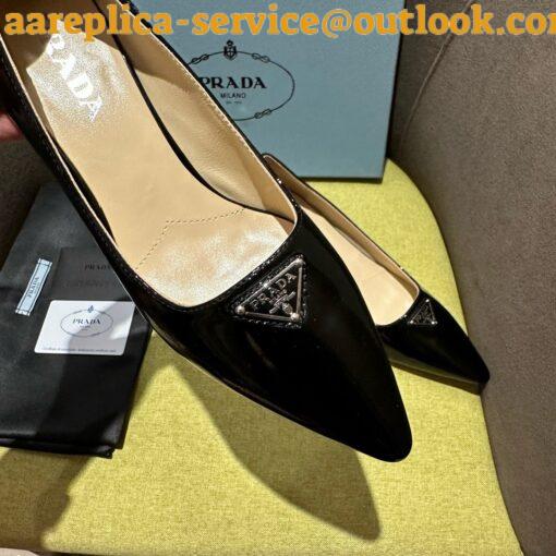 Replica Prada Slingback Pumps 55mm in Black Patent with Crystals Ornament 13