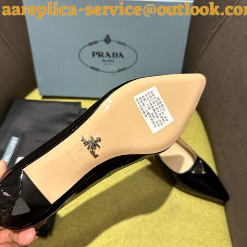 Replica Prada Slingback Pumps 55mm in Black Patent with Crystals Ornament 14