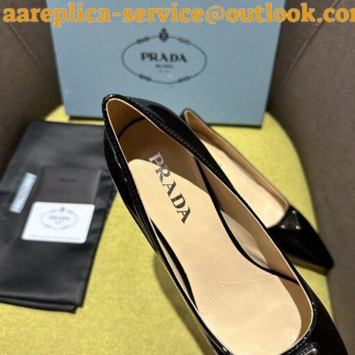 Replica Prada Slingback Pumps 55mm in Black Patent with Crystals Ornament 17