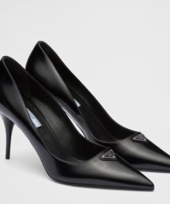 Replica Prada Pumps 85mm In Black Brushed Leather