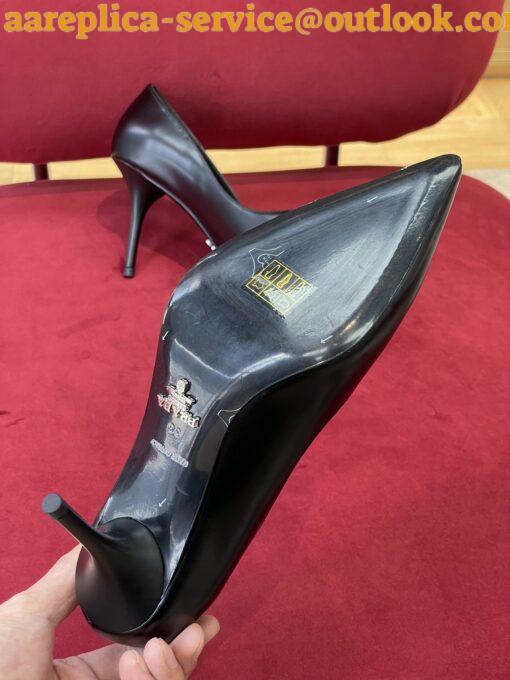 Replica Prada Pumps 85mm In Black Brushed Leather 3