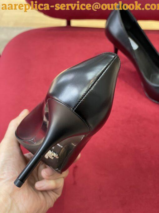 Replica Prada Pumps 85mm In Black Brushed Leather 7