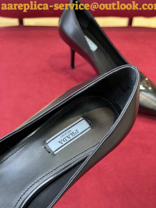 Replica Prada Pumps 85mm In Black Brushed Leather 8