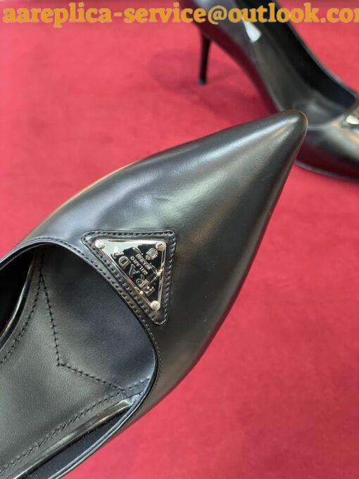 Replica Prada Pumps 85mm In Black Brushed Leather 9