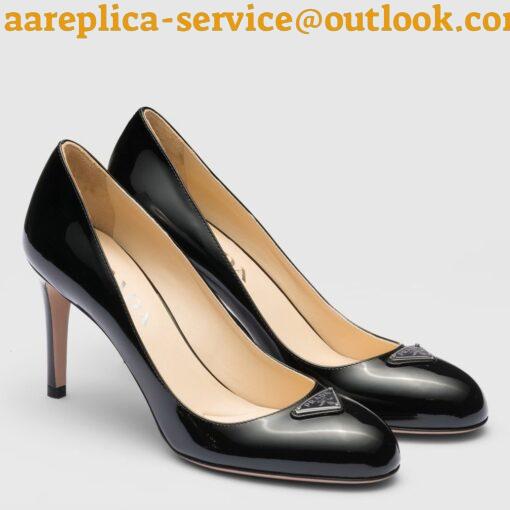 Replica Prada Pumps 85mm In Black Patent Leather