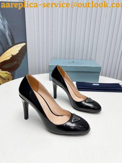 Replica Prada Pumps 85mm In Black Patent Leather 3