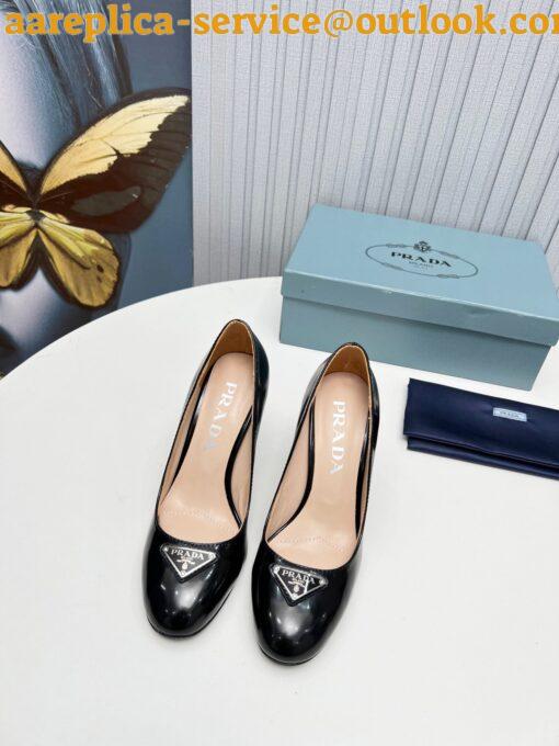 Replica Prada Pumps 85mm In Black Patent Leather 5