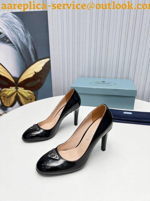 Replica Prada Pumps 85mm In Black Patent Leather 6