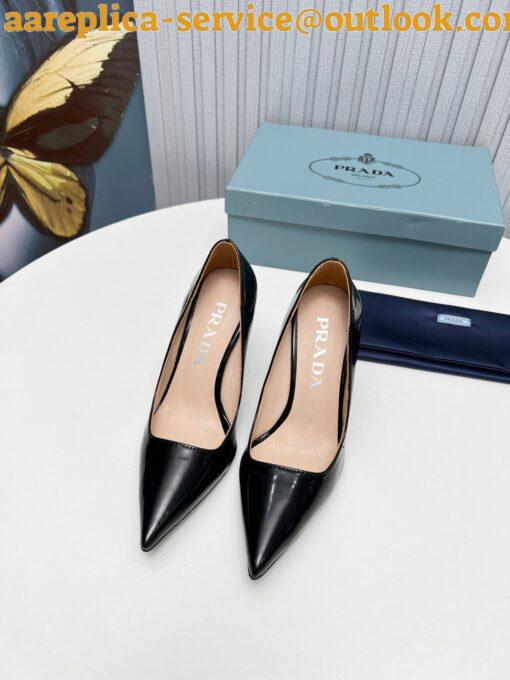 Replica Prada Slingbacks Pumps 95mm In Black Patent Leather 5