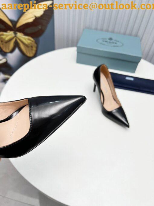 Replica Prada Slingbacks Pumps 95mm In Black Patent Leather 6