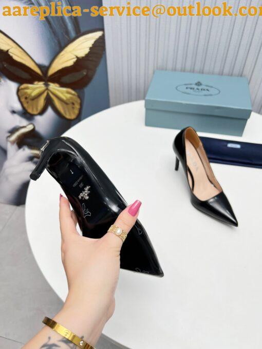 Replica Prada Slingbacks Pumps 95mm In Black Patent Leather 7