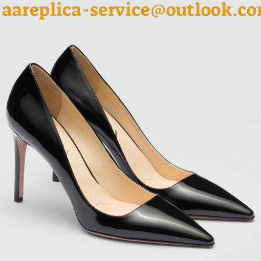 Replica Prada Slingbacks Pumps 95mm In Black Patent Leather 2