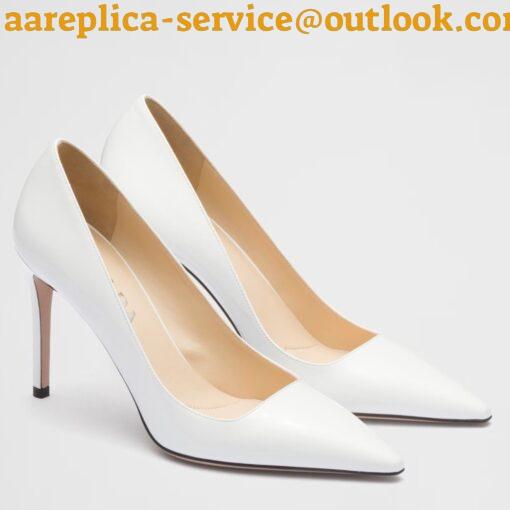 Replica Prada Pumps 95mm in White Patent Leather