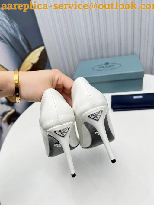 Replica Prada Pumps 95mm in White Patent Leather 4