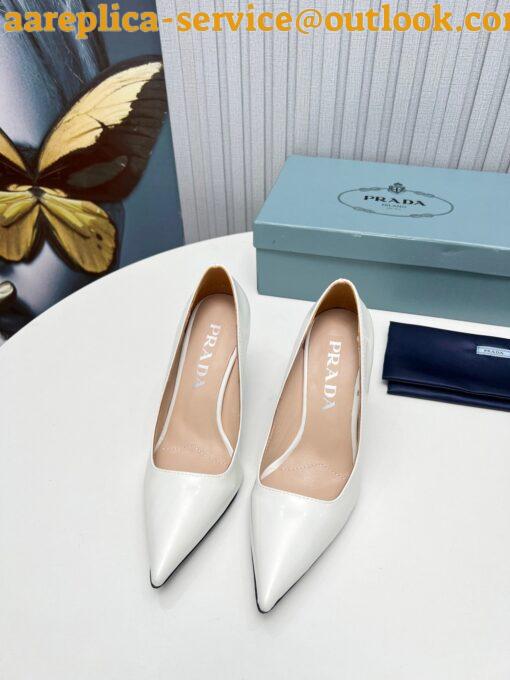 Replica Prada Pumps 95mm in White Patent Leather 7