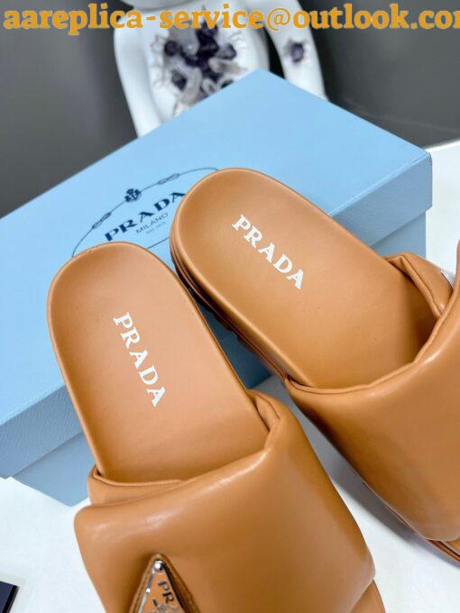 Replica Prada Slides In Brown Soft Padded Nappa Leather 8