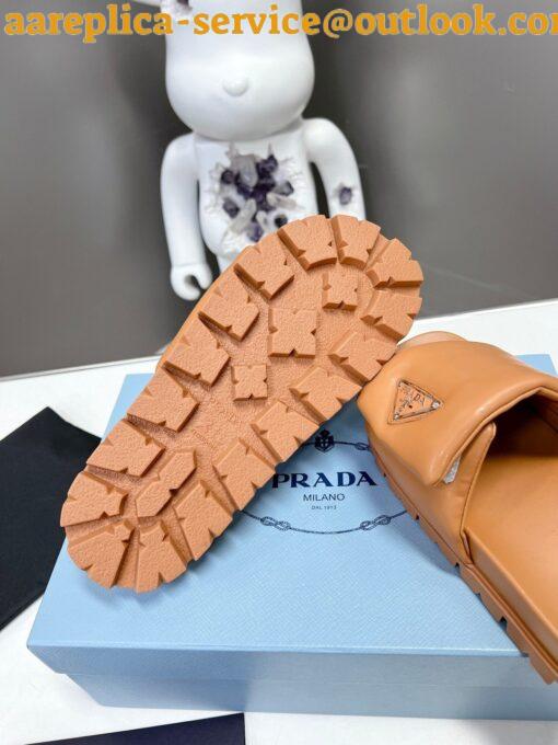 Replica Prada Slides In Brown Soft Padded Nappa Leather 10